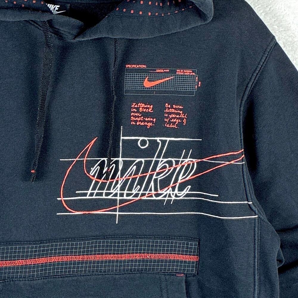 Nike Y2k Hoodie Sweatshirt Men S Black Red Swoosh Gym Streetwear Hip Hop Workout
